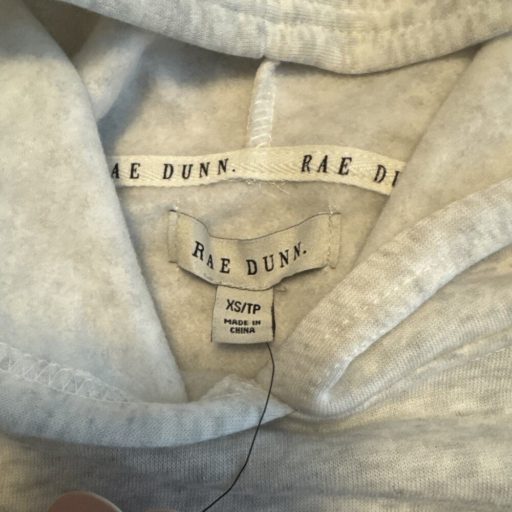 Rae Dunn MAMA Pullover Hoodie Sweatshirt Oversized Light Gray XS NWT - Picture 3 of 5